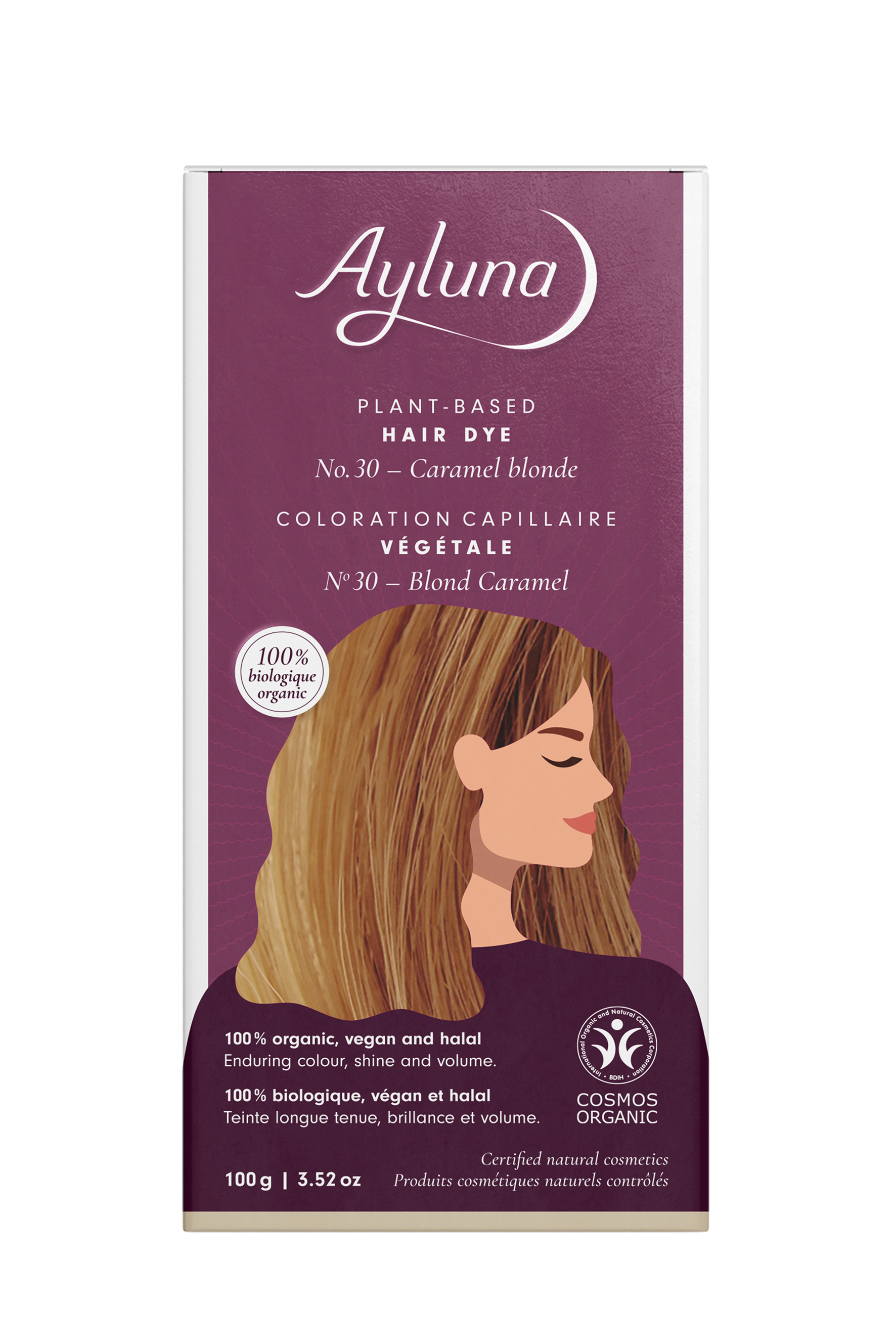 PLANT-BASED HAIR DYE NO. 30, CARAMEL BLONDE